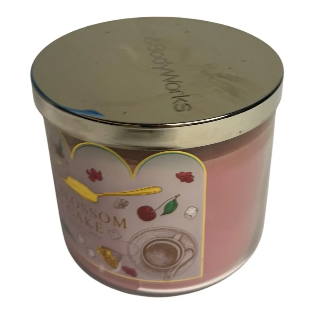 Bath & Body Works Cherry Blossom Pound Cake 3 Wick Scented Candle  14.5 oz